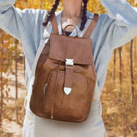 Mochila de viaje ligera de gran capacidad, Mochila De Cuero Flapover para libros, revistas y portátiles - details 6