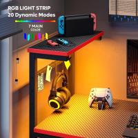 Ordenador con estanterías, pequeño Escritorio esquinero con iluminación LED y enchufes, 113 cm - details 18
