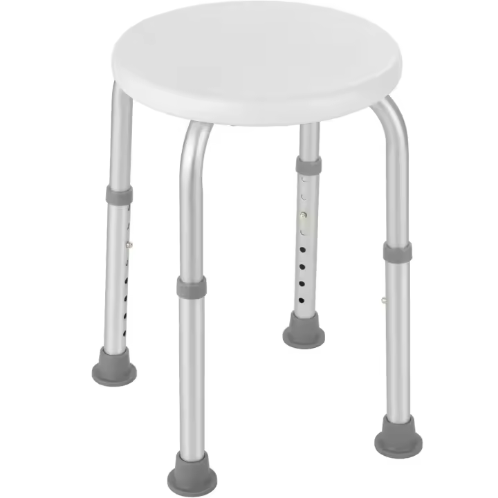 Silla de ducha médica Asiento de bañera Sool Baño Blanco Redondo Ajustable 8 direcciones Altura 36-54 cm, pies antideslizantes Carga 136 kg - 1