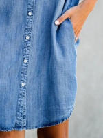 Vestido corto informal de verano para mujer, vestido de manga corta ajustado, falda vaquera midi - details 3