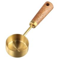 Cuchara medidora dorada de acero inoxidable con mango de madera, cuchara medidora para el hogar, Café en polvo, leche en polvo, condimentos, salsas, 10ml - details 4