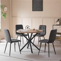 Juego de Comedor de Mesa Redonda 100cm con 4 Sillas Conjunto de Mesa y Sillas de Comedor, Cocina y Salón (Madera Oscura+Marrón Claro (PU)) - details 10