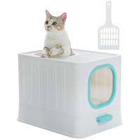 PAWZ Road Caja de arena plegable para gatos con cuchara para arena, inodoro grande para gatos, entrada frontal y salida superior, bandeja de arena para gatos fácil de limpiar con tapa, suministros para mascotas - details 11
