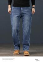Jeans de Pierna Recta y Cintura Alta para Hombres en Invierno Ajuste Suelto, Largo y Cálido con Tirantes Elásticos Pantalones Cortos de Moda para Hombres Mayores - details 9