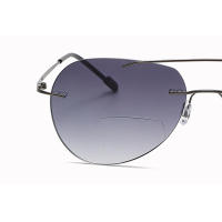 Gafas de sol de lectura bifocales sin montura, lentes de aleación de piloto Retro de doble puente, cómodas, protección UV + 0,75 a + 4 - details 5