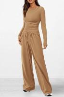 Conjunto de otoño Camiseta asimétrica de manga larga Pantalones de pierna ancha Traje informal Chándal - details 19