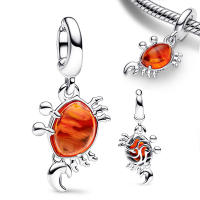Encanto de Colgante de Cangrejo Marino de Vidrio Murano de Plata 925 Original para Fabricación de Joyas Pulsera de Joyería - details 0