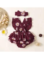 Verano recién nacido bebé niñas de 0 a 18 meses mameluco estampado de girasol sin mangas lindo mono de una pieza para niños - details 6