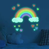 Pegatinas de Dibujos Animados de Arcoíris Iluminadas Brillan en la Oscuridad, Corazón de Nubes, Decoración DIY para Habitación de Bebé - details 1