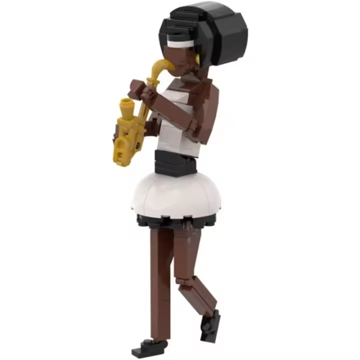 Kit de construcción de figuras de Jazz Quartet, reproductor de saxofón de banda musical, violinista, cellista, juego de bloques de construcción de Fiddler - 1