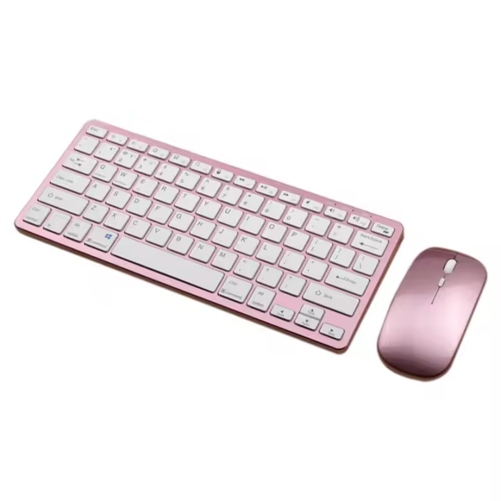 Teclado inalámbrico Bluetooth Ratón Teclado de tres modos Teclado recargable Ratón Soporte Tableta Computadora portátil Rosa - 1