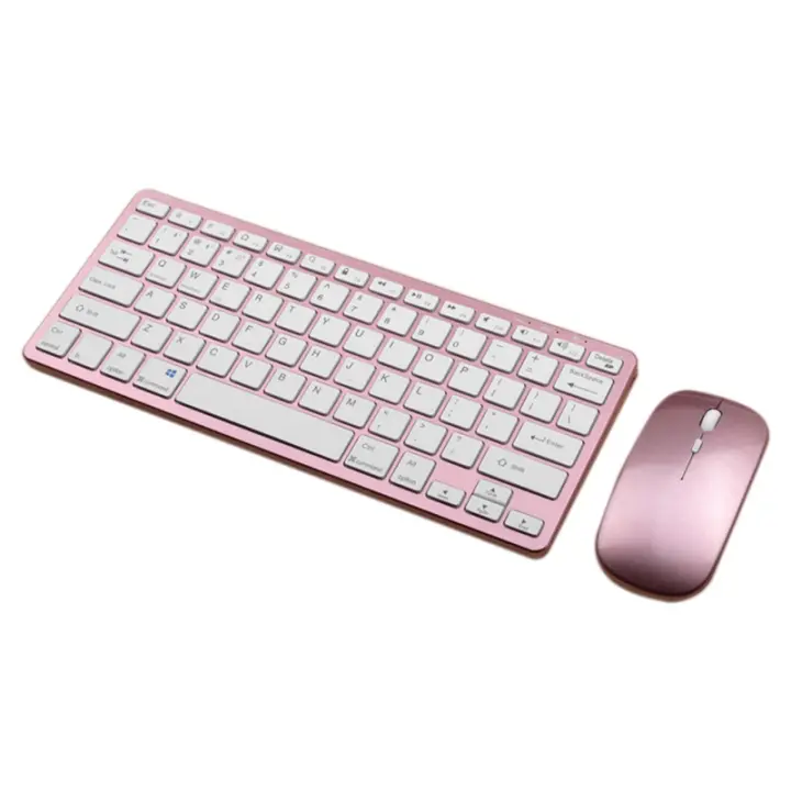 Teclado inalámbrico Bluetooth Ratón Teclado de tres modos Teclado recargable Ratón Soporte Tableta Computadora portátil Rosa - 1