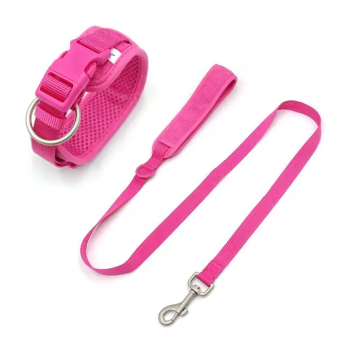 Collares personalizados mascotas Collar Rosa suave Perros con nombre, arnés reflectante sin TIAR Perros, Correa, juego de - 1