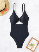 Bañador de una pieza para mujer, traje de baño ahuecado, Monokini Sexy con tirantes, ropa de playa sin espalda para verano - details 16