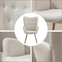 salón Butaca nórdica sillón Acolchado con Reposabrazos y Patas de Madera, Beige, 66x71x108cm - details 4