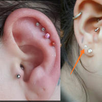 Piercings Tragus de acero, Piercing Labret, anillos para labio, Piercing para Oreja, cartílago, joyería corporal, 2 piezas, 18G, 1,0x8x3mm - details 6