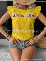 Blusa de manga corta de ganchillo para mujer 2025 Ence Bohemia Transparente Moda Primavera-Verano - details 2