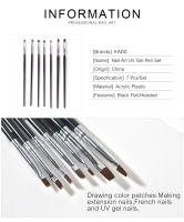Set de Pinceles de Pintura de Gel UV KADS para Arte de Uñas con Cabeza Plana Negra y Cabello de Nylon Suave para Decoración de Uñas Herramienta de Dibujo de Gel - details 2