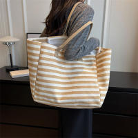 Bolsa de Lona a Rayas Grande Bolsa de Hombro Casual para Mujeres Ideal para Compras Diarias, Estudiantes, Viajes, Bolsa de Playa Material de Lining de Poliéster - details 3