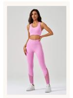 Traje de Yoga sin costuras para mujer, chaleco deportivo a prueba de golpes, mallas de cintura alta, pantalones de Yoga para correr - details 13