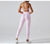 Pantalones deportivos ajustados de secado rápido para mujer, pantalones de Yoga ajustados, pantalones de Yoga de punto sin costuras, pantalones de chándal transpirables antitratamiento para gimnasio y Fitness - details 10