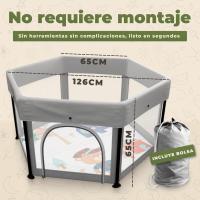 Parque Infantil Bebe Plegable 126x126cm + Alfombra Bebe + 2 Agarraderas – Corralito Bebe con Malla Transpirable sin Montaje – Parque de Juegos Bebe – Cuna Bebe Parque Bebe - details 3