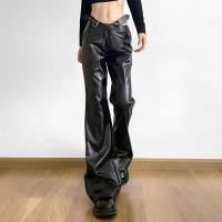 Pantalones acampanados de PU de cintura alta para mujer Moda elegante y elegante para mujer - details 5