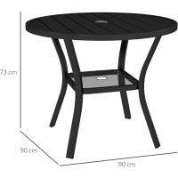 Mesa de Jardín Exterior Redonda de Metal con Orificio para Parasol Estante Inferior con Estilo - details 2