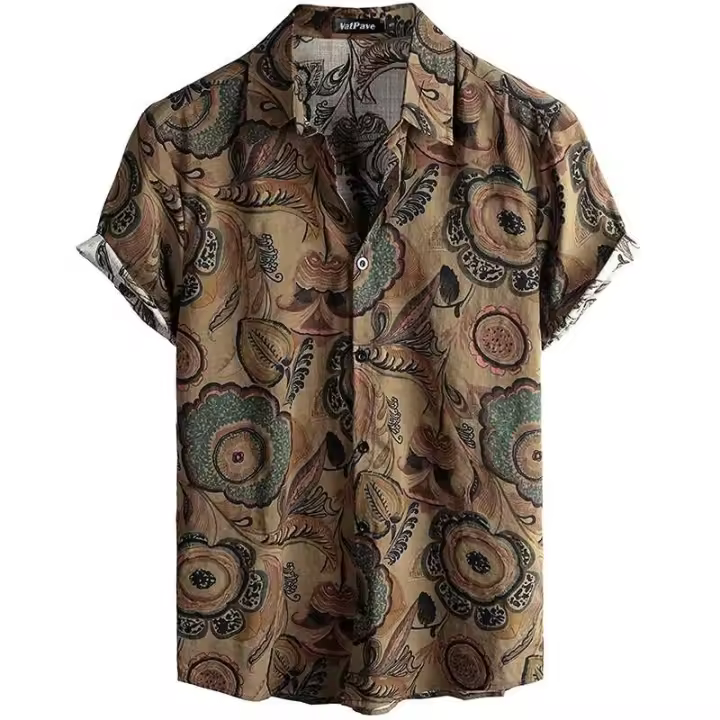 Camisa hawaiana de manga corta con estampado 3D de roles informales para hombre, botones, TRCAL, playa - 1