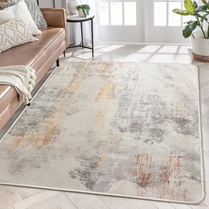 Alfombra de Salón Moderna Antideslizante Alfombra de Area de Pelo Corto para Dormitorio Interior (120 x 160 cm, Gris Abstracto) - 1