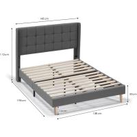 Estructura de cama tapizada con cabecera, base tapizada para colchón, somier de láminas de madera, fácil montaje, color gris claro. - details 5