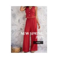 2025 primavera y verano, ocio europeo y americano, estilo de vacaciones, chaleco de color sólido, conjunto de pantalones de pierna ancha - details 0