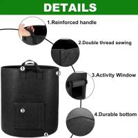 Bolsa para cultivo de patatas de 5/7/10 galones, dos ventanas abatibles hacia arriba, tela ventilada duradera ETA con asas para jardín y plantas - details 1