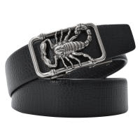 Cinturón de cuero con hebilla automática para hombre, escorpión 3D, Punk, de diseñador, Animal, talla grande, 130, 140, 150, 160, 170cm, 2023 - details 1