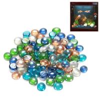 Piedras redondas de cristal para acuario, accesorios para manualidades, guijarros, canicas planas de colores mezclados, piedras de vidrio para pecera, 100g - details 0