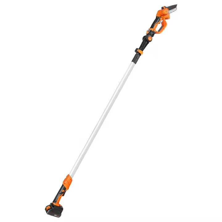 SucceBuy Sierra de poste inalámbrica 2 en 1 y mini motosierra, motosierra de poste con batería de 20 V y 2 Ah, capacidad de corte de 5 pulgadas, sierra de poste de alcance de 8 pies - 1