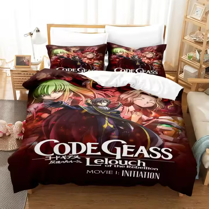 Juego de Ropa de Cama de Anime GEASS C.C. CODE Funda de Edredón, Funda de Almohada, Acolchado de Rey y Reina Tamaño Confort para Hombres y Mujeres - 1