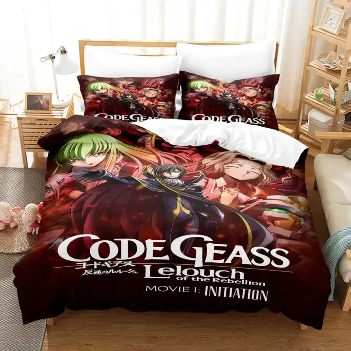 Juego de Ropa de Cama de Anime GEASS C.C. CODE Funda de Edredón, Funda de Almohada, Acolchado de Rey y Reina Tamaño Confort para Hombres y Mujeres - 1