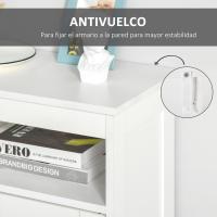 Armario auxiliar de baño con 2 puertas, estante interior ajustable y compartimento abierto, mueble de baño para salón, cocina, 60x30x80 cm, blanco - details 5