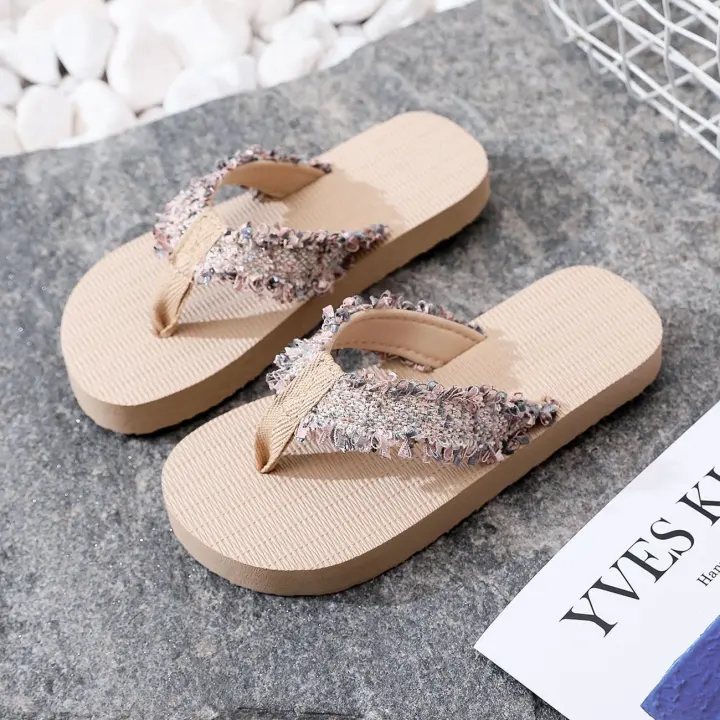 Nuevas chanclas de verano para niños, zapatos de playa de estilo étnico para niñas, chanclas, zapatillas de flores para mujer, ropa para exteriores - 1