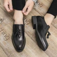 Zapatos formales de negocios a la moda para hombre con borlas, piel de vaca de suela suave, plantillas informales de malla de cuero para primavera y otoño - details 6