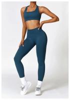 Conjunto de Yoga 2 Piezas Deporte para Mujeres Ropa de Gimnasio con Sujetador Deporte Mallas Cintura Alta Shorts Yoga Leggings Traje de Fitness Material Exterior de Nylon - details 6