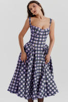 Vestidos a cuadros para mujer, vestido de verano con cuello Halter - details 3