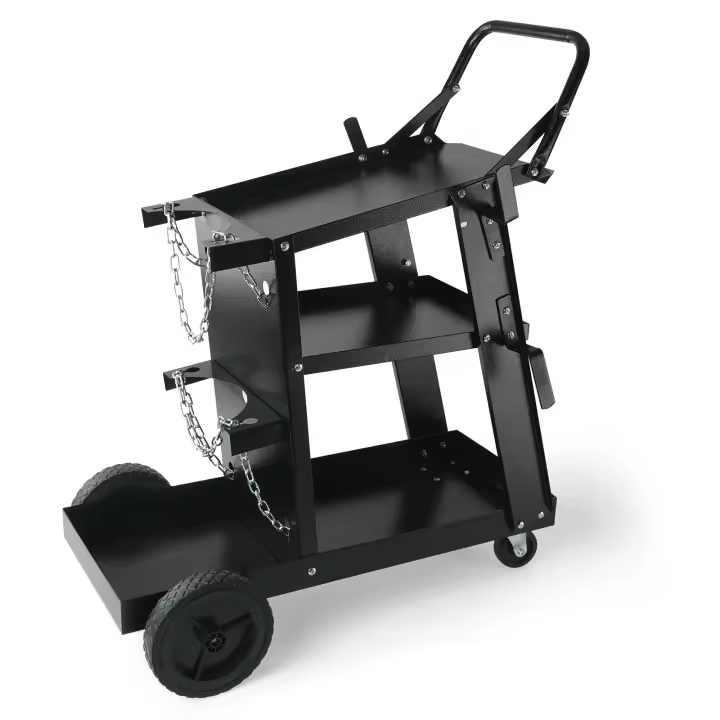SucceBuy Carro de soldadura, carro de soldador de alta resistencia de 3 niveles con capacidad de 400 libras, 360 °   Ruedas giratorias y almacenamiento de tanques con cadenas de seguridad, carro rodante para soldador MIG para máquinas de soldadura TIG, AR - 1