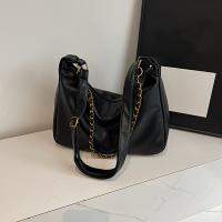 Bolso de hombro estilo vintage en colores negro, caqui y café con correa de cadena y cierre de cremallera - details 4