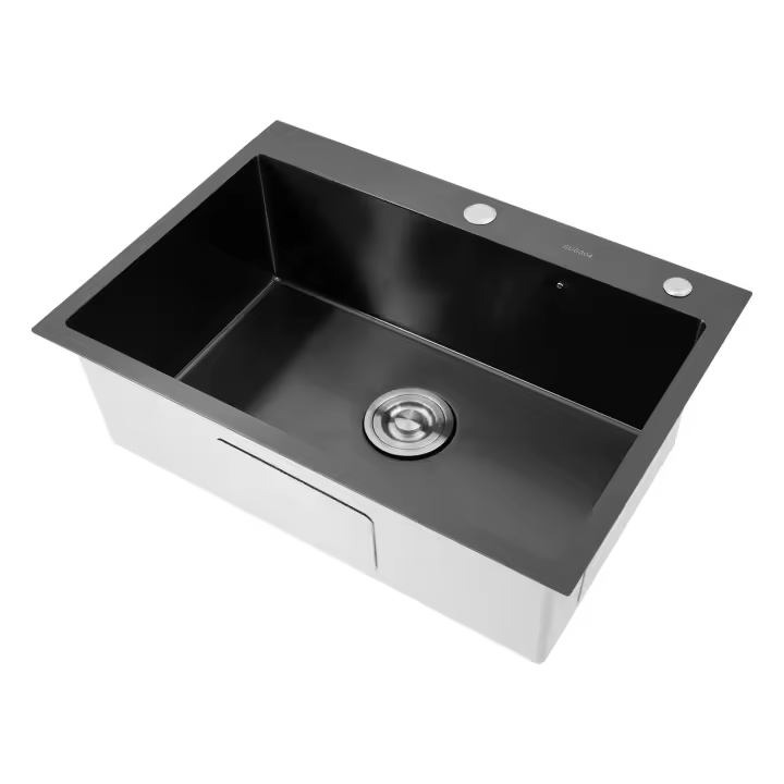 Fregadero de cocina de acero inoxidable, fregadero con filtro de drenaje y cesta de filtro, 65x45 cm, 1 lavabo - 1