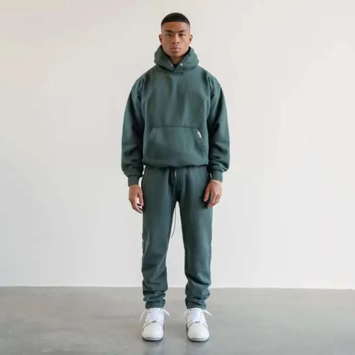 Decheng OemCapuche 500 Gsm Extra Unisex Inalámbrico Grande Verde Liso 100% Algodón de Lujo Sudadera con Capucha de Terciopelo - 1