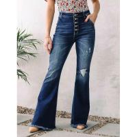 Pantalones vaqueros de mezclilla de cintura alta para mujer Pantalones deshilachados rasgados de estilo coreano - details 2