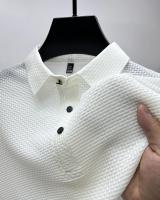 polos hombre manga corta ropa hombre día del padreVerano Nuevo Hombre Lop-up Hollow Polo de manga corta Camiseta Ice Silk Transpirable Negocios Moda Camiseta Hombre Marca Ropa - details 15
