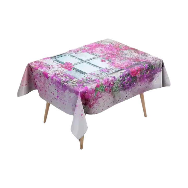 Mantel de Pintura al Agua Floral Impermeable, Anti-Manchas para Mesa de Cocina Decoración del Hogar - 1